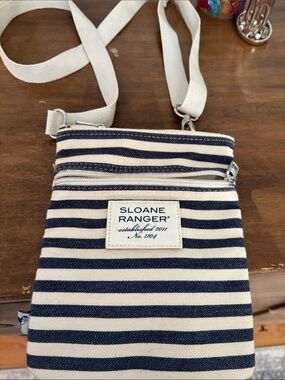 Sloane Ranger Navy & White Striped Crossbody Bag
